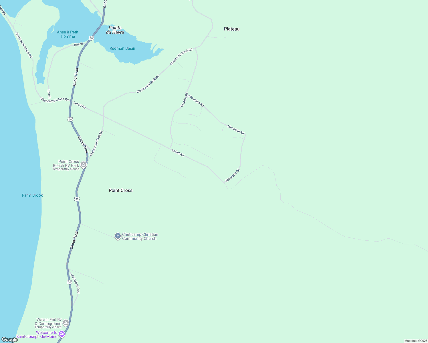 map of restaurants, bars, coffee shops, grocery stores, and more near 349 Lefort Road in Chéticamp