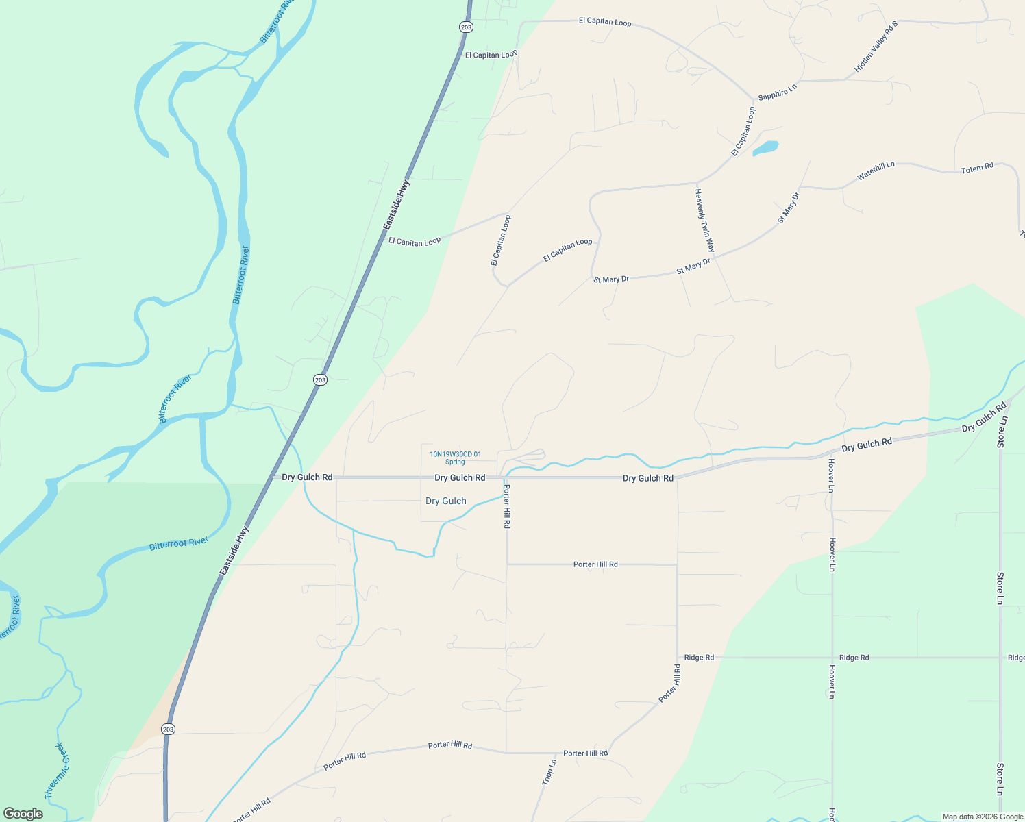 map of restaurants, bars, coffee shops, grocery stores, and more near 238 Dry Gulch Road in Stevensville