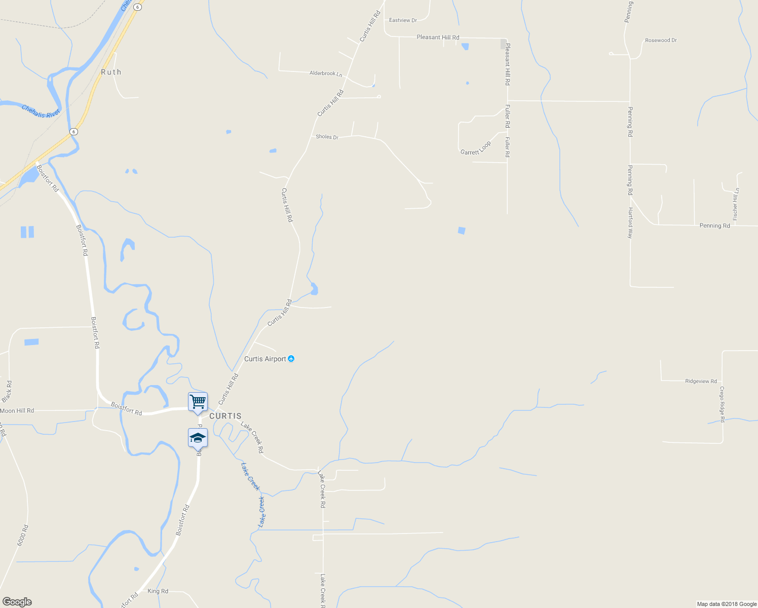 map of restaurants, bars, coffee shops, grocery stores, and more near 661 Curtis Hill Road in Chehalis