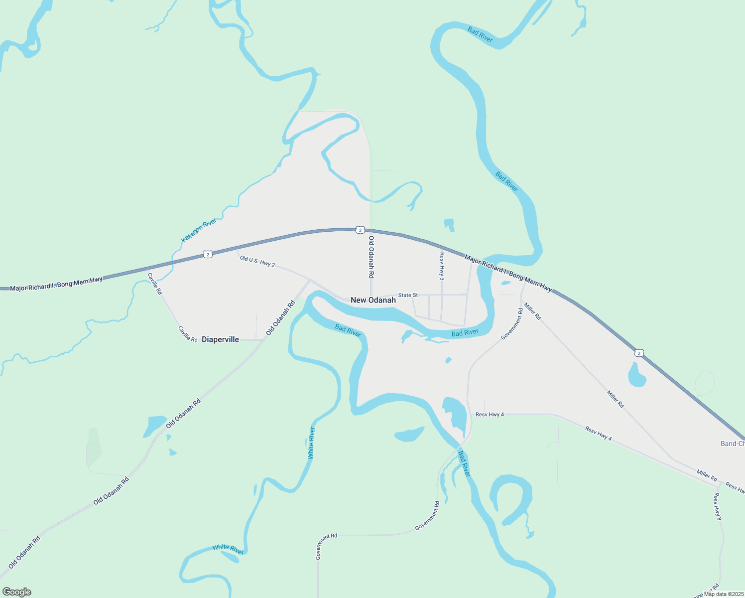 map of restaurants, bars, coffee shops, grocery stores, and more near in Odanah