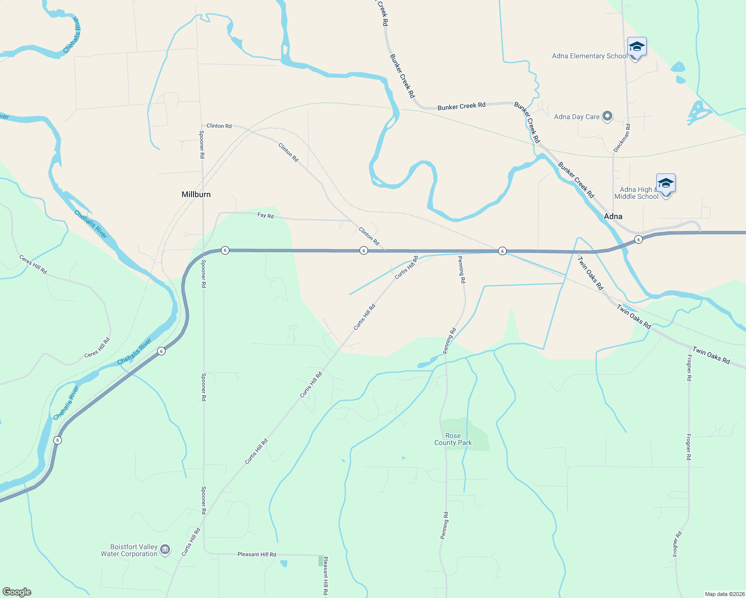 map of restaurants, bars, coffee shops, grocery stores, and more near 178 Curtis Hill Road in Chehalis