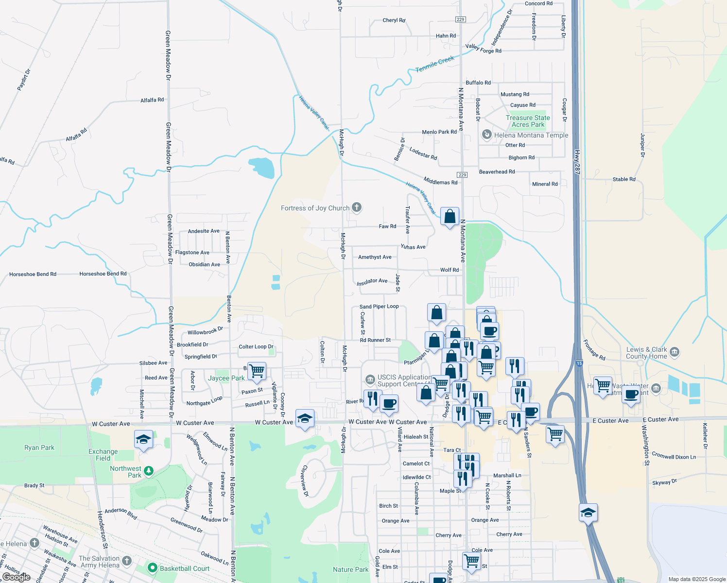 map of restaurants, bars, coffee shops, grocery stores, and more near 710 Jade St in Helena