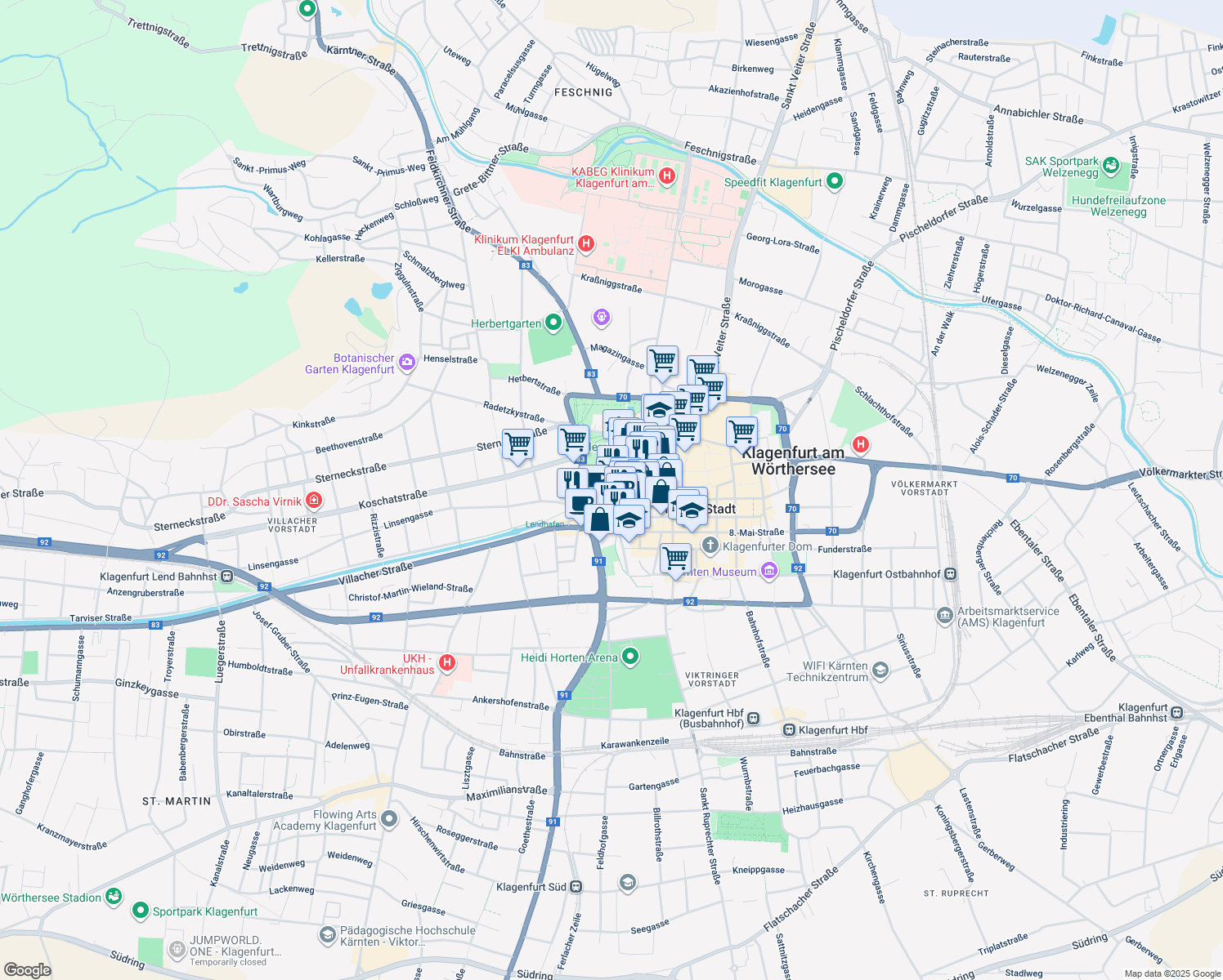 map of restaurants, bars, coffee shops, grocery stores, and more near 4 Heiligengeistplatz in Innere Stadt