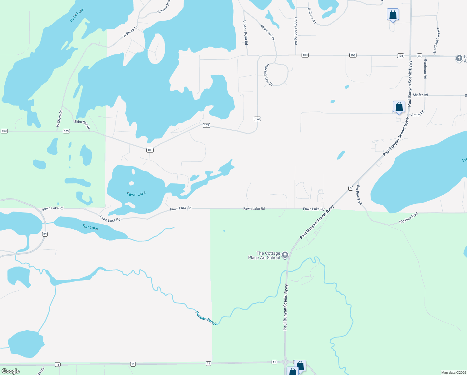 map of restaurants, bars, coffee shops, grocery stores, and more near 12640 Fawn Lake Road in Crosslake
