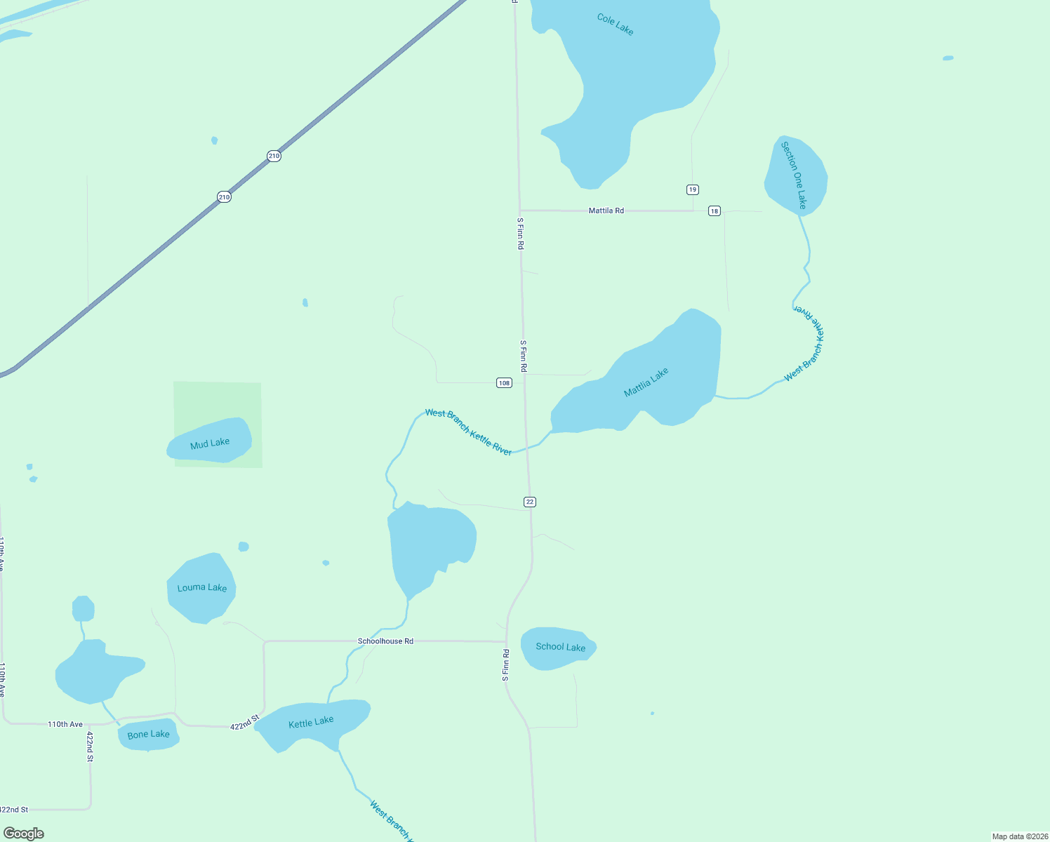 map of restaurants, bars, coffee shops, grocery stores, and more near 1820 South Finn Road in Tamarack