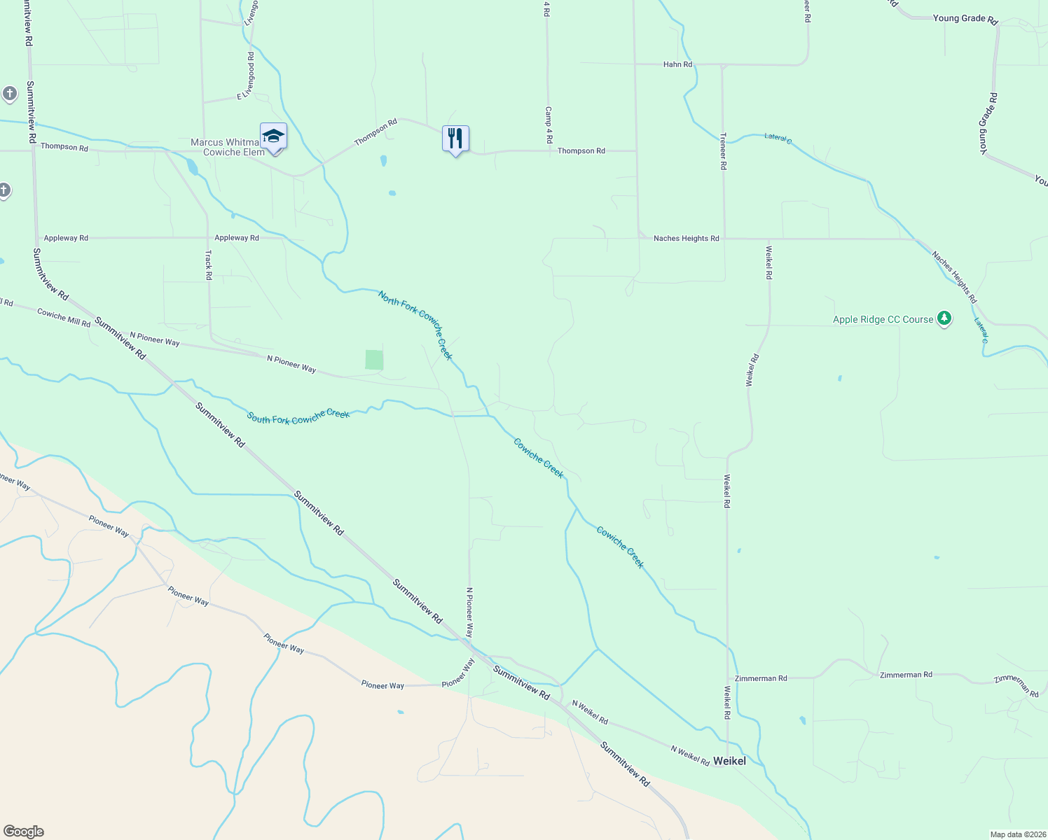 map of restaurants, bars, coffee shops, grocery stores, and more near 166-198 Mahoney Road in Yakima