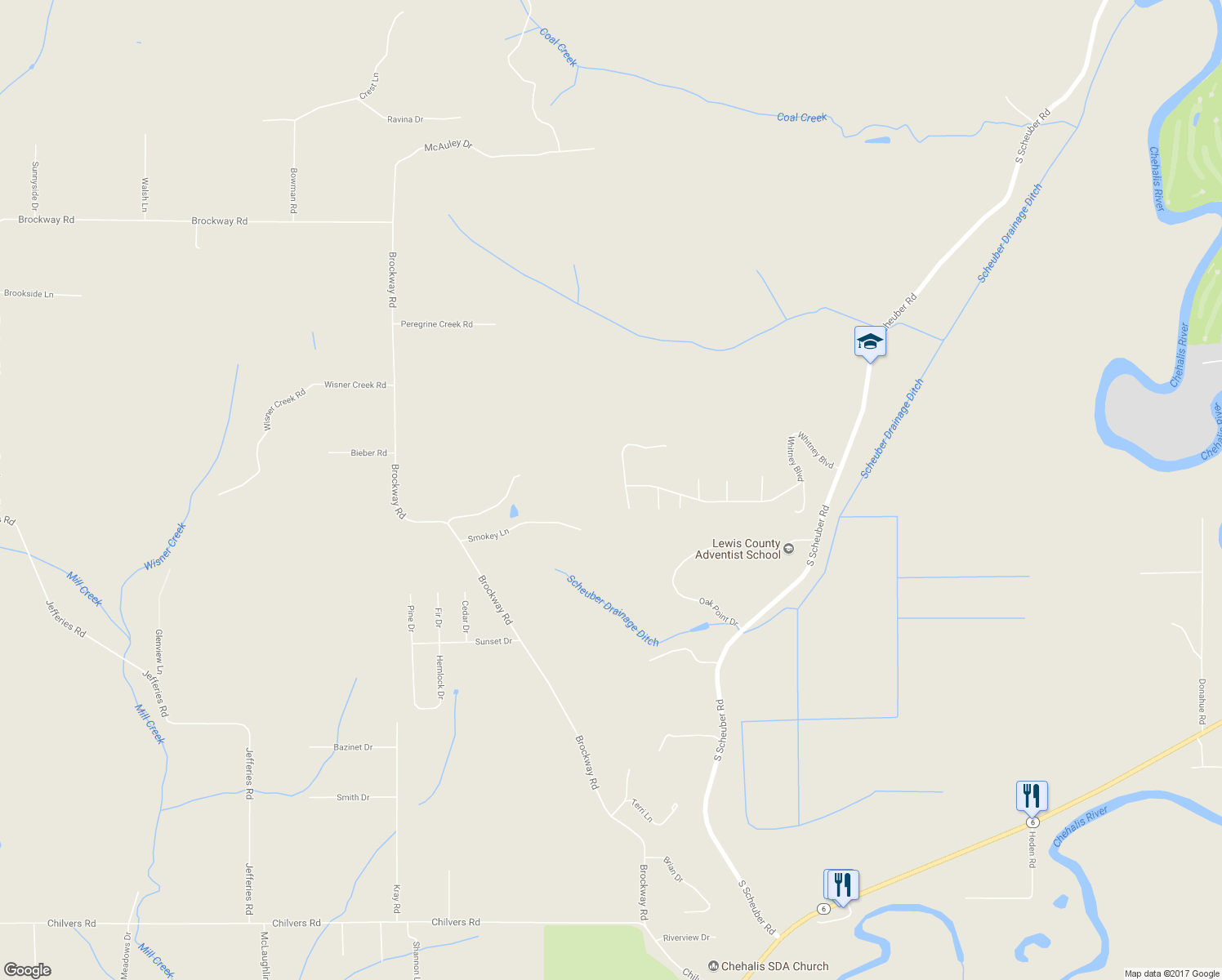 map of restaurants, bars, coffee shops, grocery stores, and more near 100 Deerfield Place in Chehalis