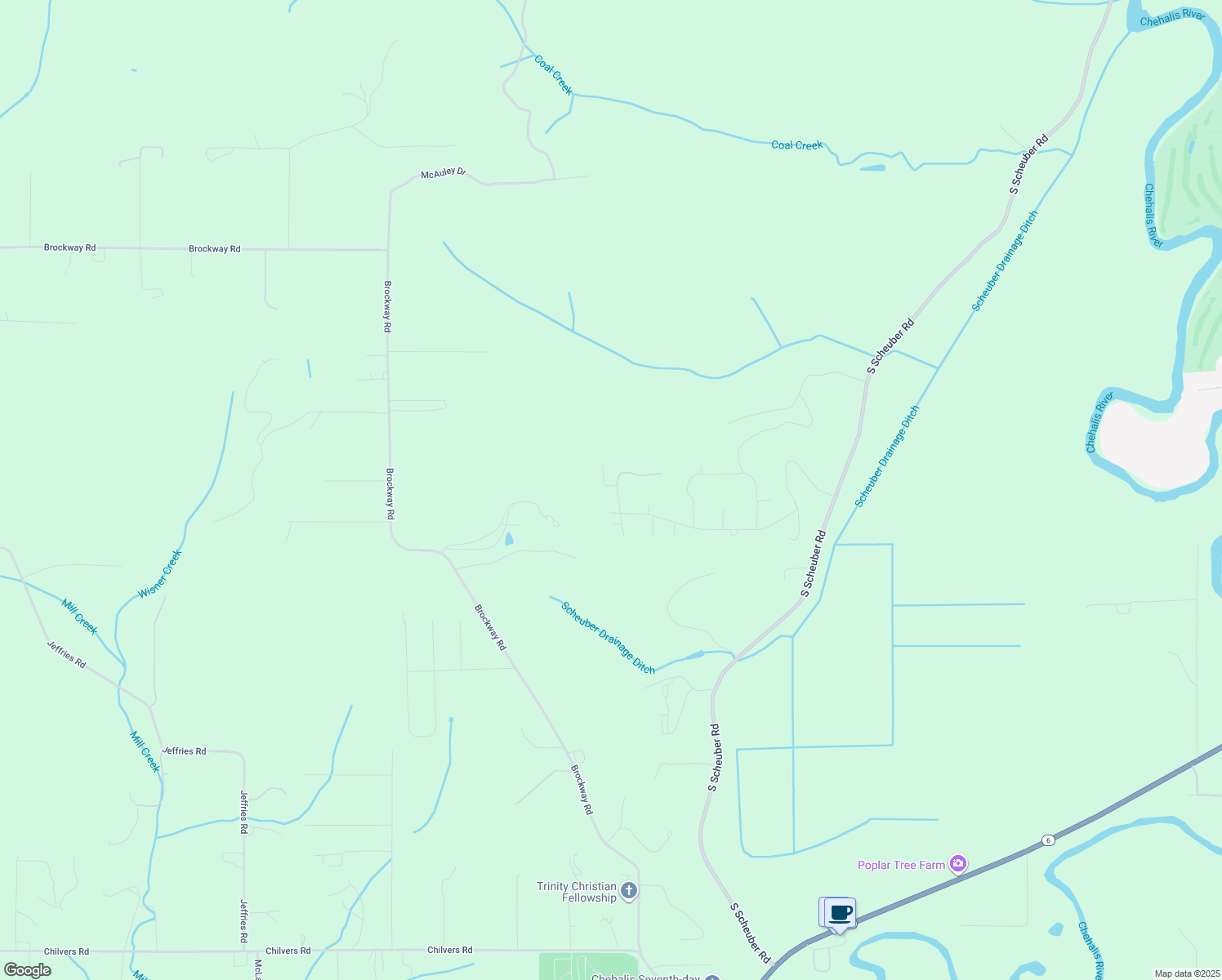 map of restaurants, bars, coffee shops, grocery stores, and more near 255 Whitney Boulevard in Chehalis