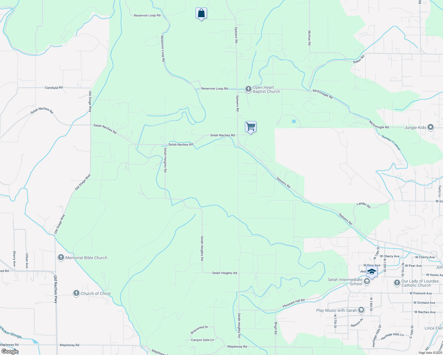 map of restaurants, bars, coffee shops, grocery stores, and more near 220 Dickerman Ln in Selah