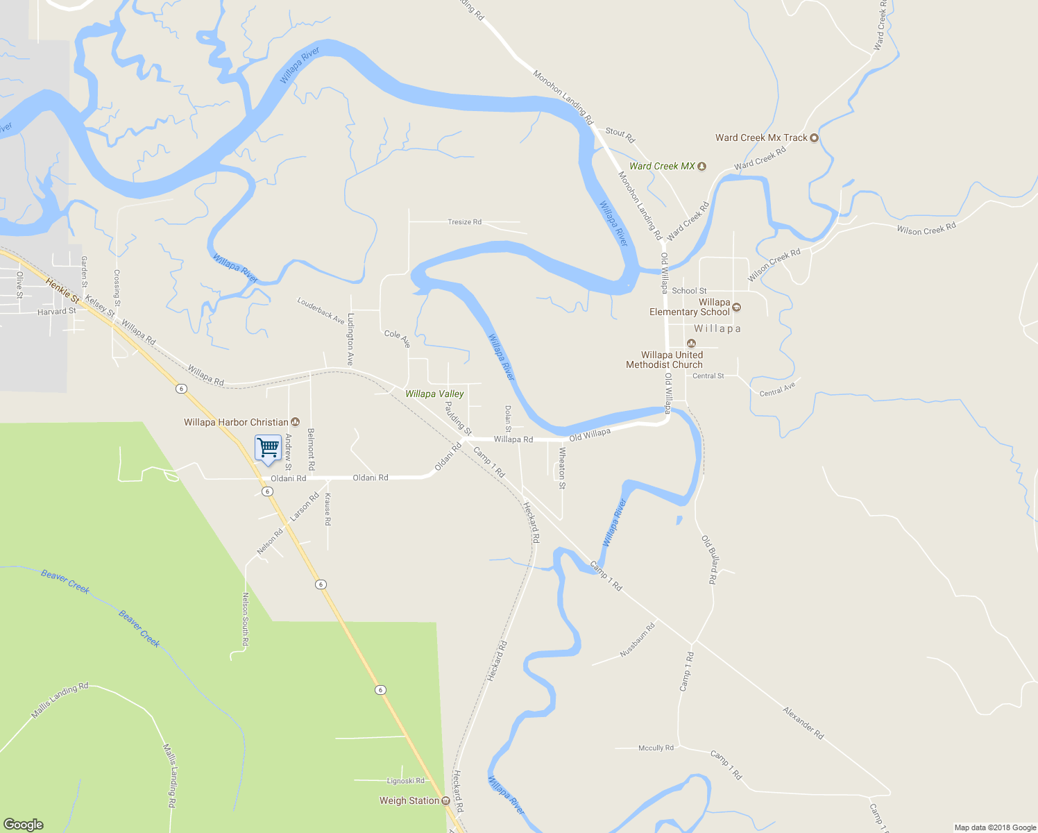 map of restaurants, bars, coffee shops, grocery stores, and more near 1365 Dolan Street in Raymond