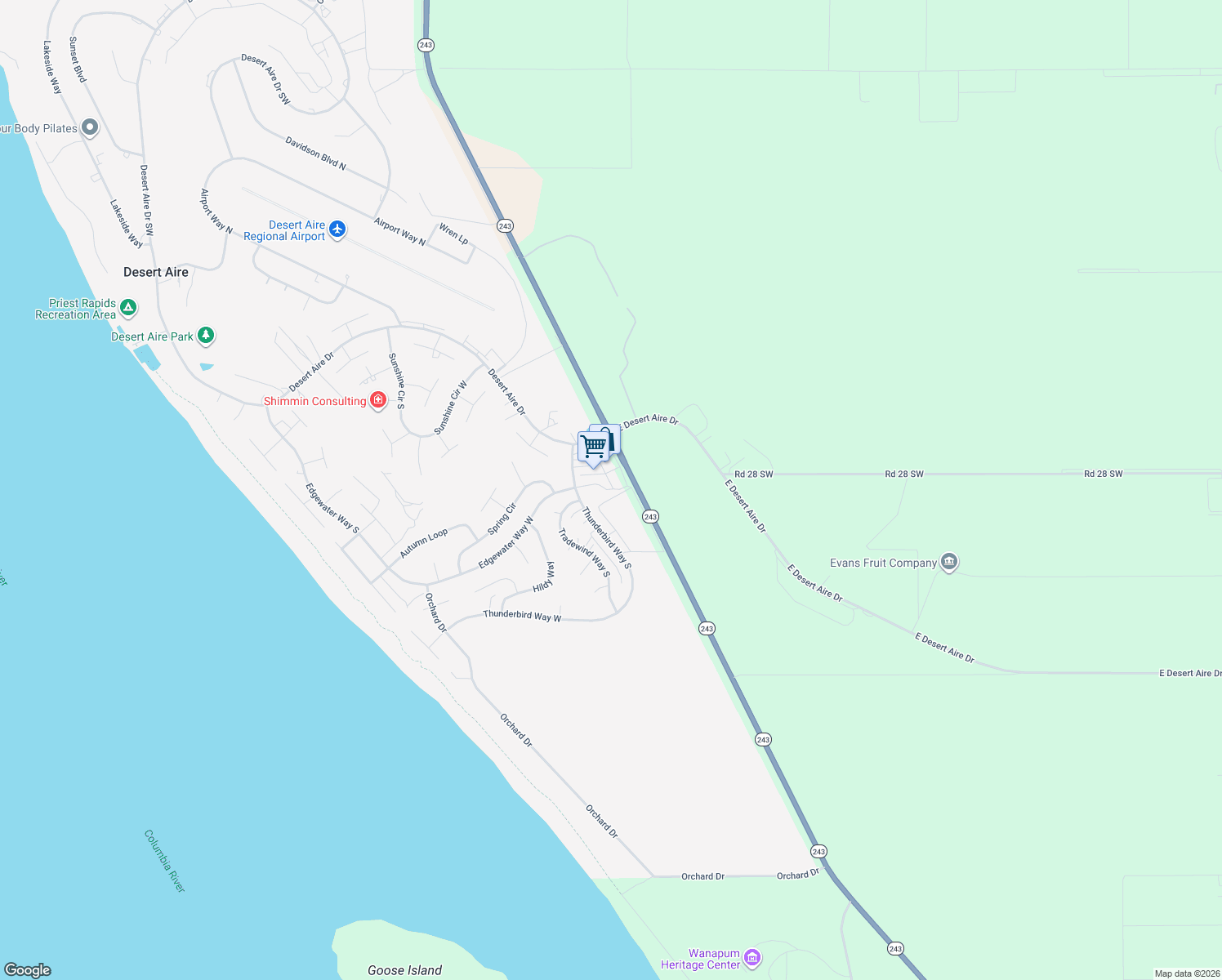 map of restaurants, bars, coffee shops, grocery stores, and more near 626 Main Street Southwest in Mattawa
