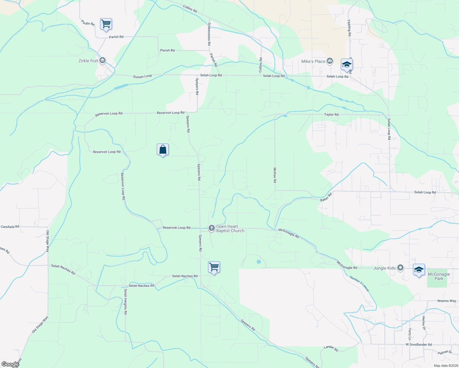 map of restaurants, bars, coffee shops, grocery stores, and more near 224 Heysman Rd in Selah