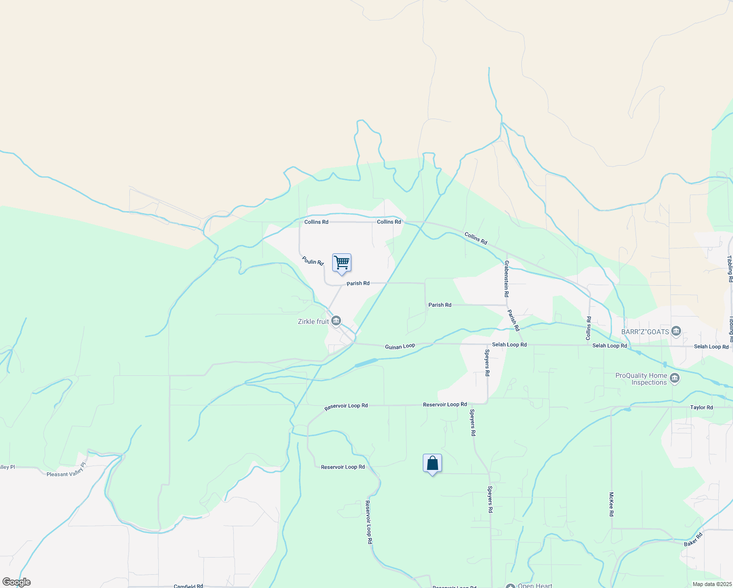 map of restaurants, bars, coffee shops, grocery stores, and more near 850 Parish Rd in Selah