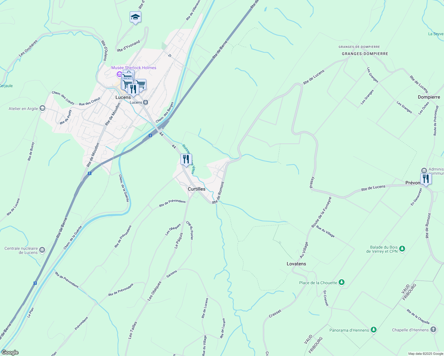 map of restaurants, bars, coffee shops, grocery stores, and more near in Curtilles