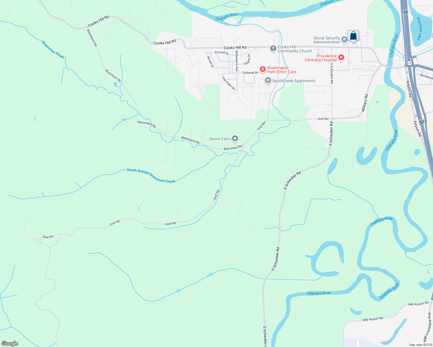 map of restaurants, bars, coffee shops, grocery stores, and more near 3009 Graf Road in Centralia