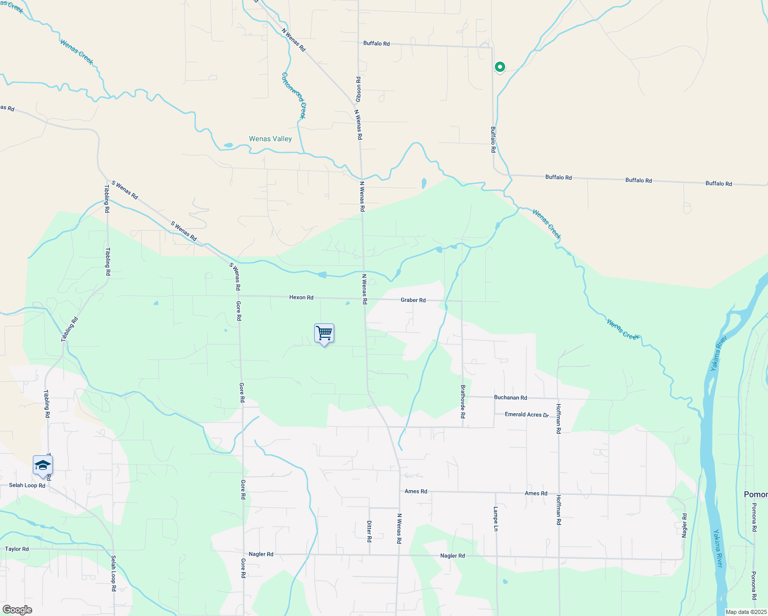 map of restaurants, bars, coffee shops, grocery stores, and more near 80 Graber Rd in Selah