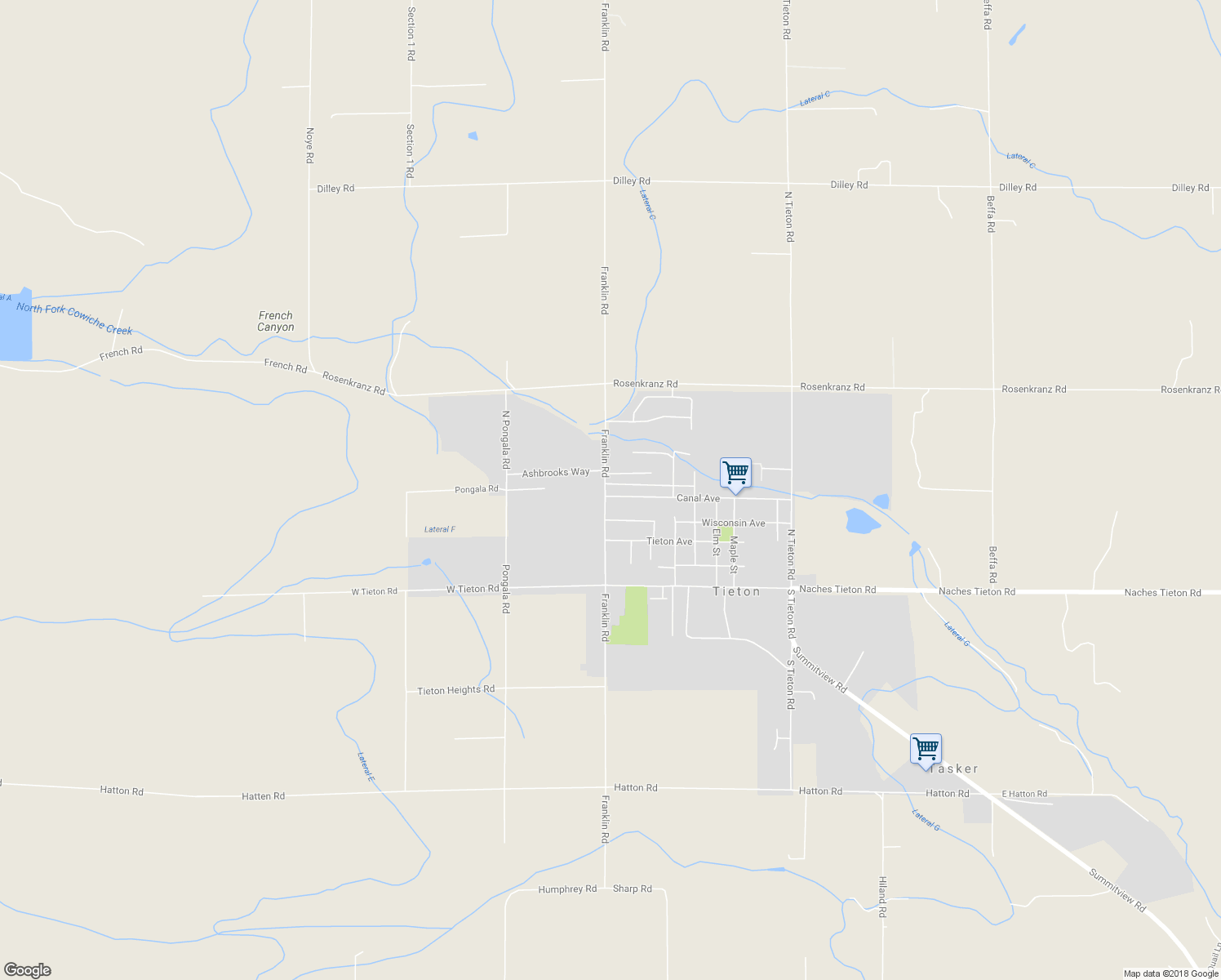 map of restaurants, bars, coffee shops, grocery stores, and more near 1312 Canal Rd in Tieton