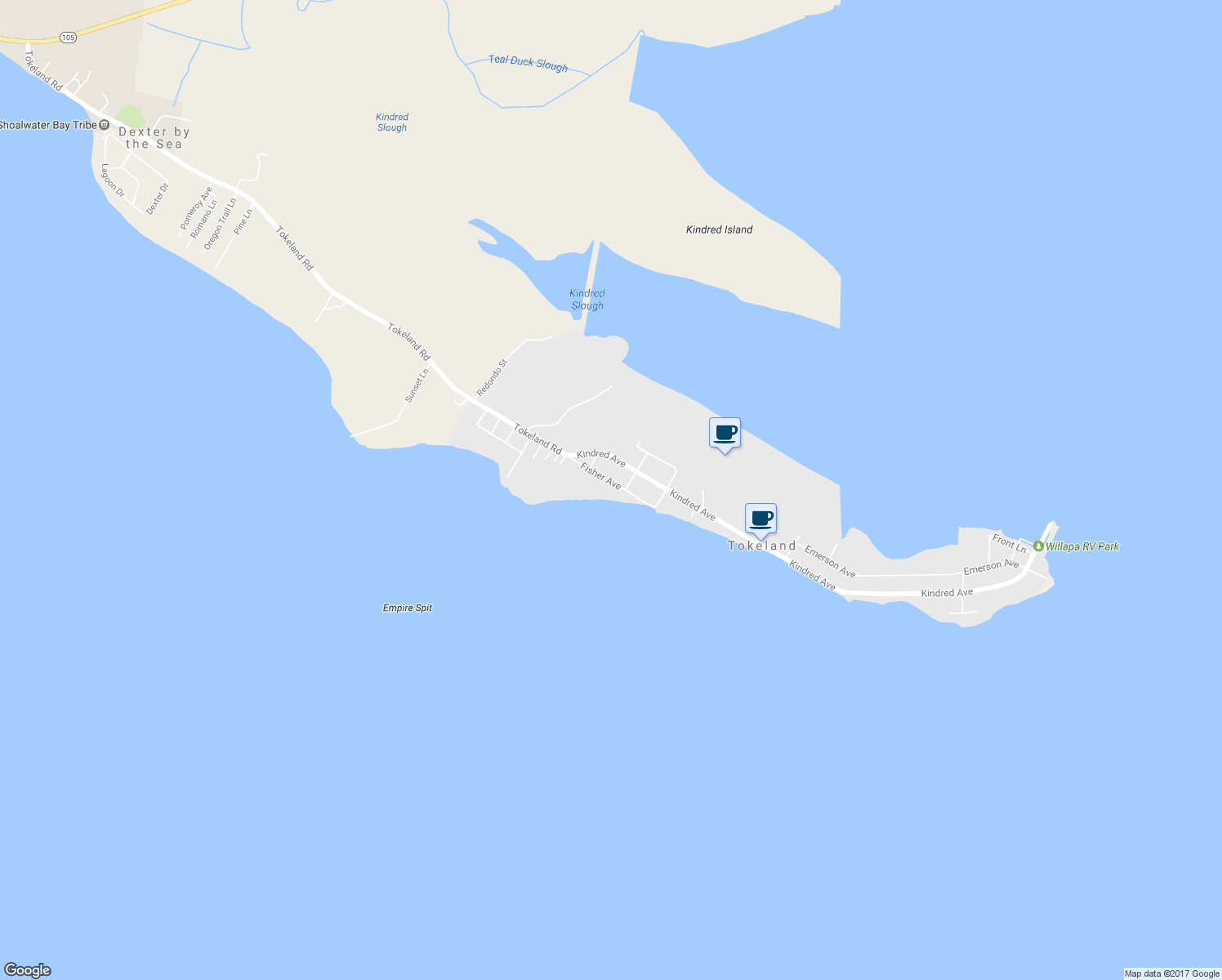 map of restaurants, bars, coffee shops, grocery stores, and more near 2869 Fisher Avenue in Tokeland
