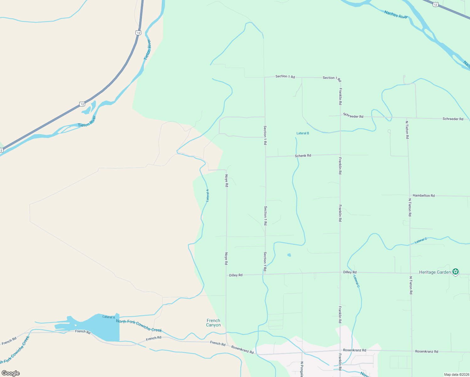 map of restaurants, bars, coffee shops, grocery stores, and more near 1171 Noye Rd in Tieton