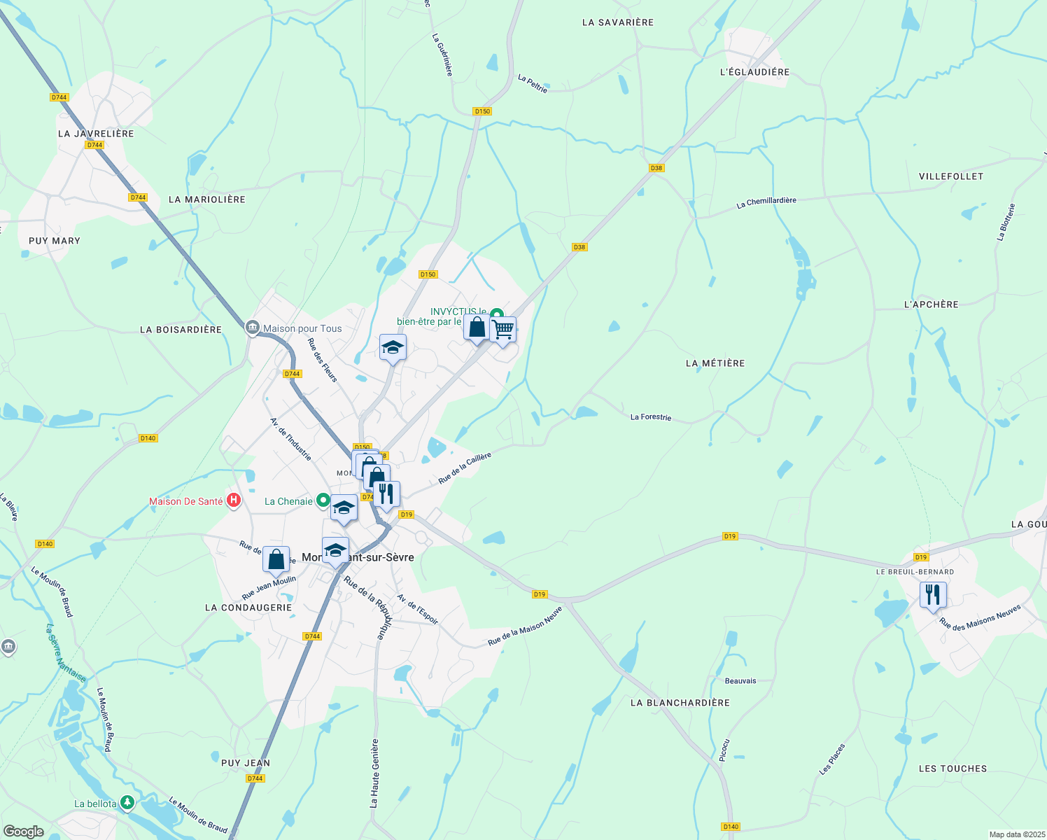 map of restaurants, bars, coffee shops, grocery stores, and more near in Chanteloup