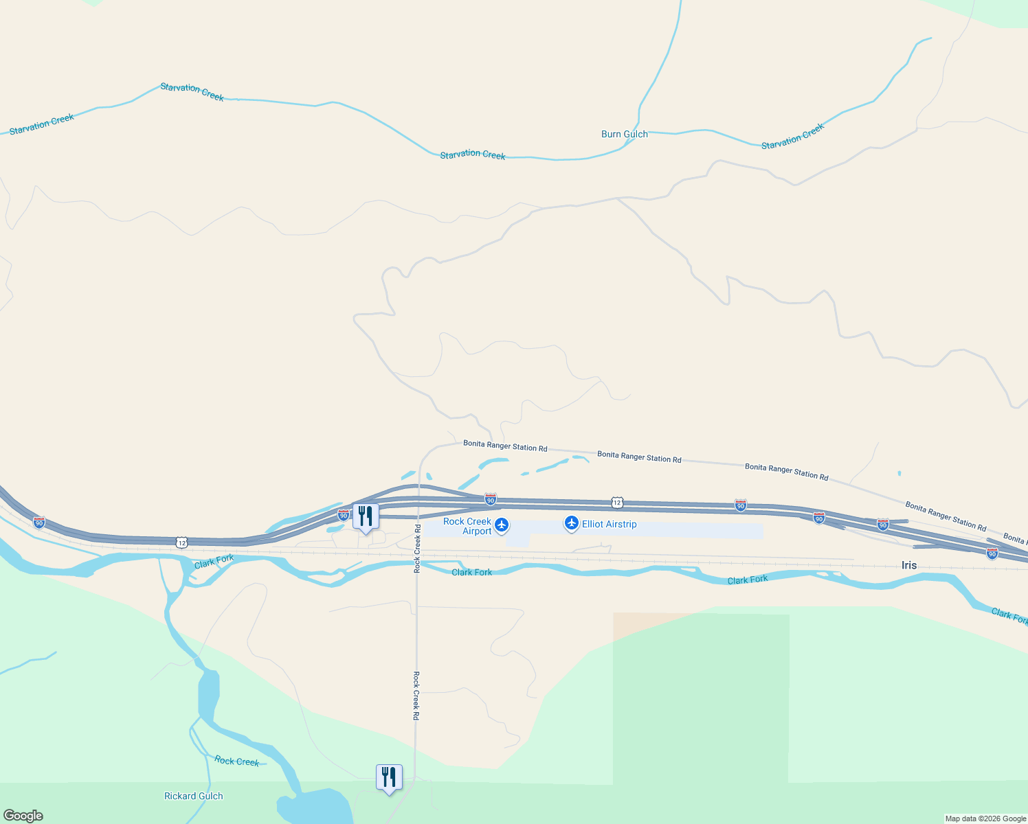 map of restaurants, bars, coffee shops, grocery stores, and more near 23970 Bonita Ranger Station Road in Clinton