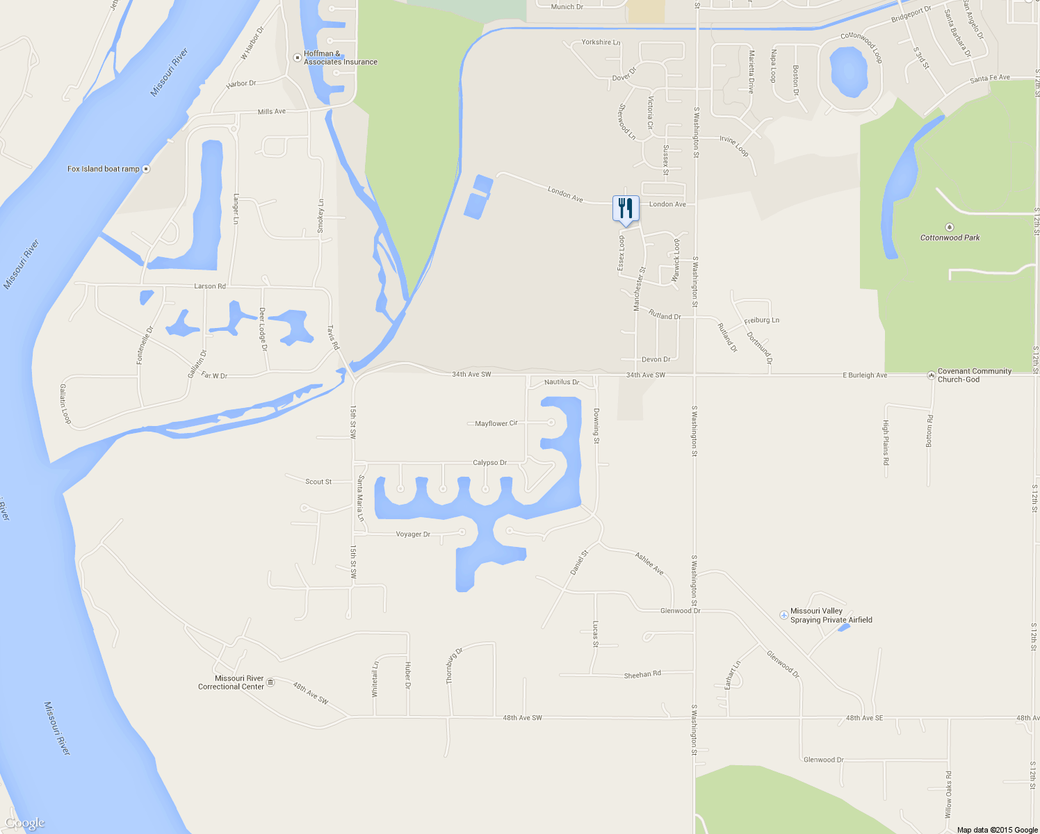 map of restaurants, bars, coffee shops, grocery stores, and more near 3506 Calypso Drive in Bismarck