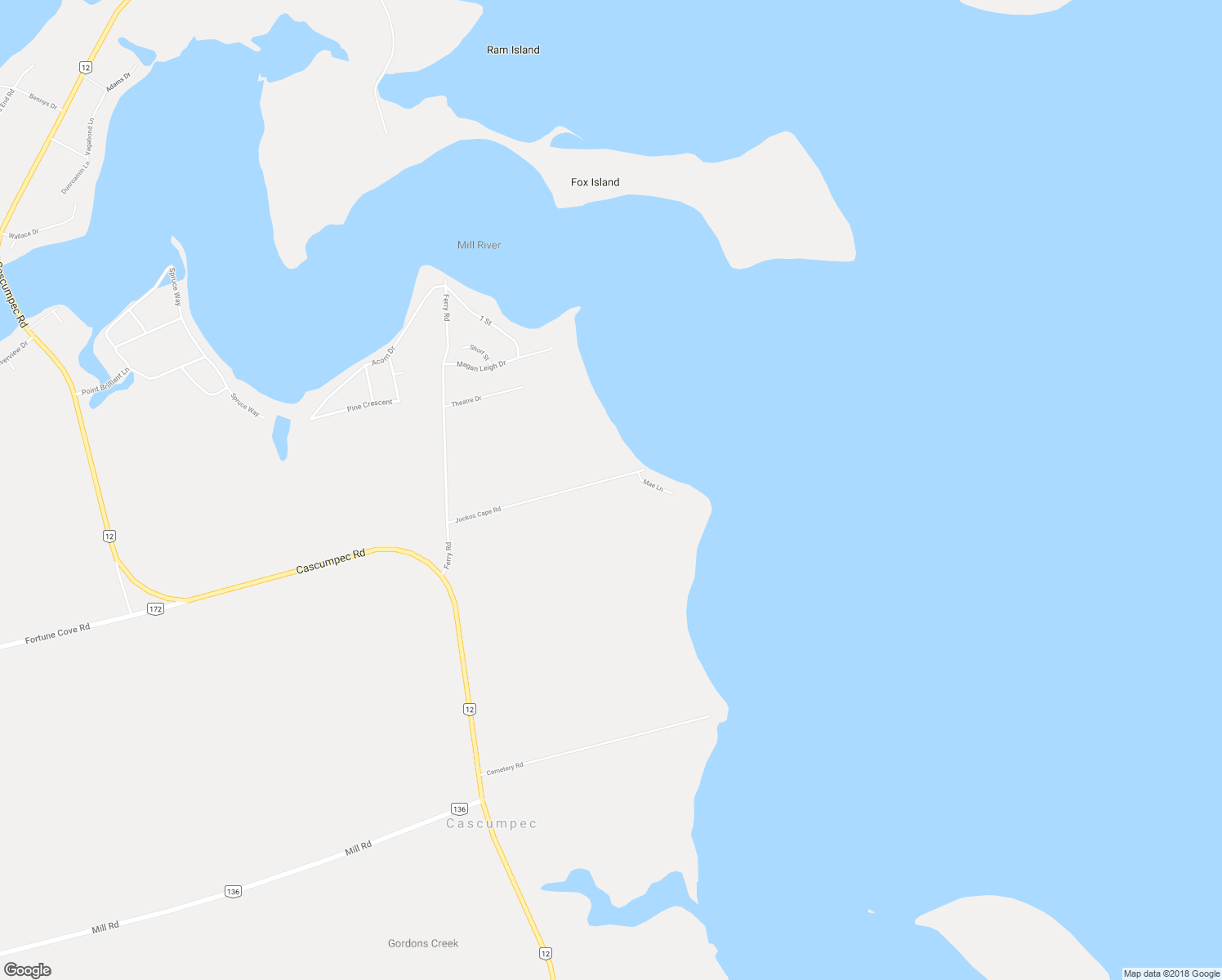 map of restaurants, bars, coffee shops, grocery stores, and more near 134 Jockos Cape Road in O'Leary