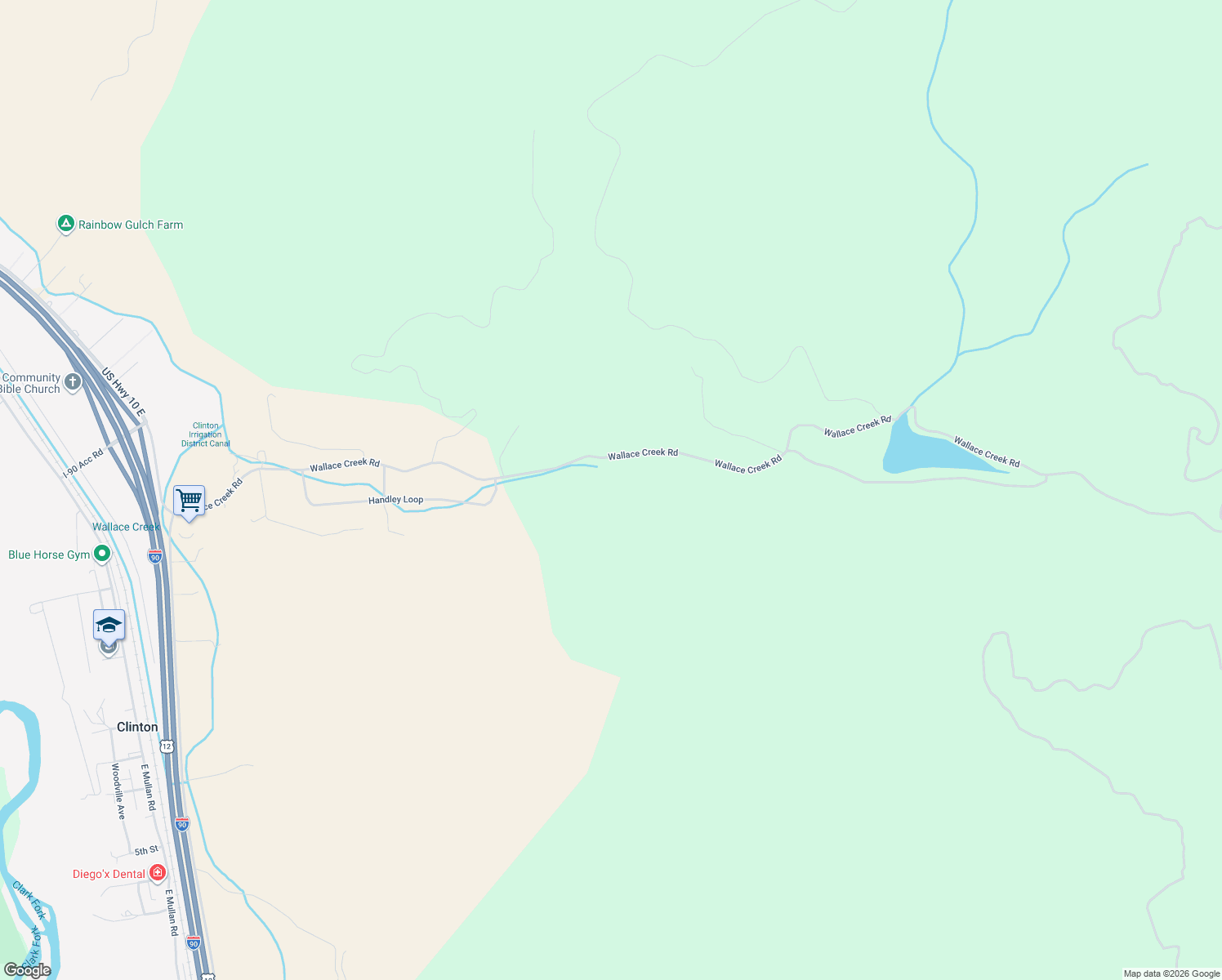 map of restaurants, bars, coffee shops, grocery stores, and more near 22225 Wallace Creek Rd in Clinton