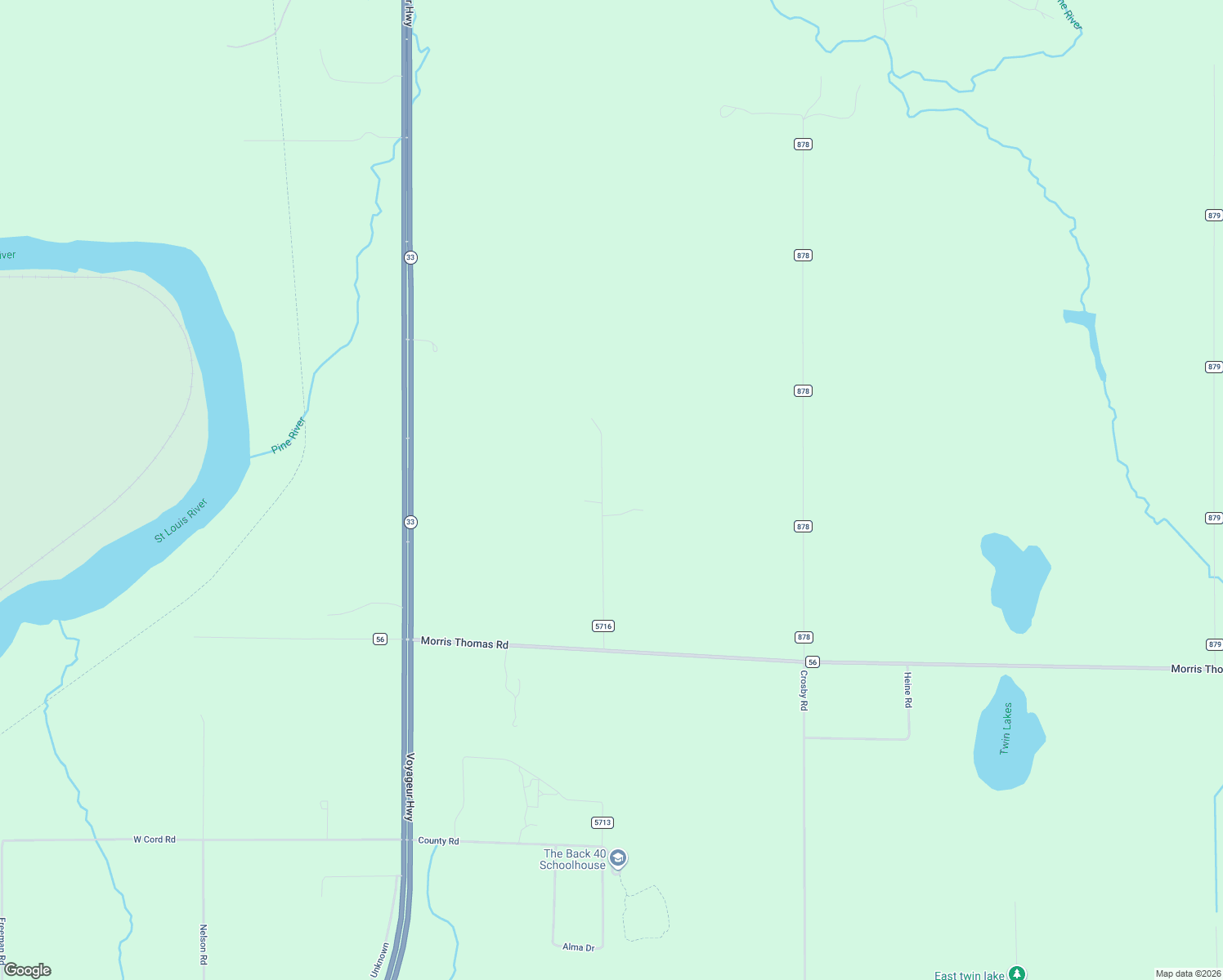 map of restaurants, bars, coffee shops, grocery stores, and more near 3770 County Road in Cloquet