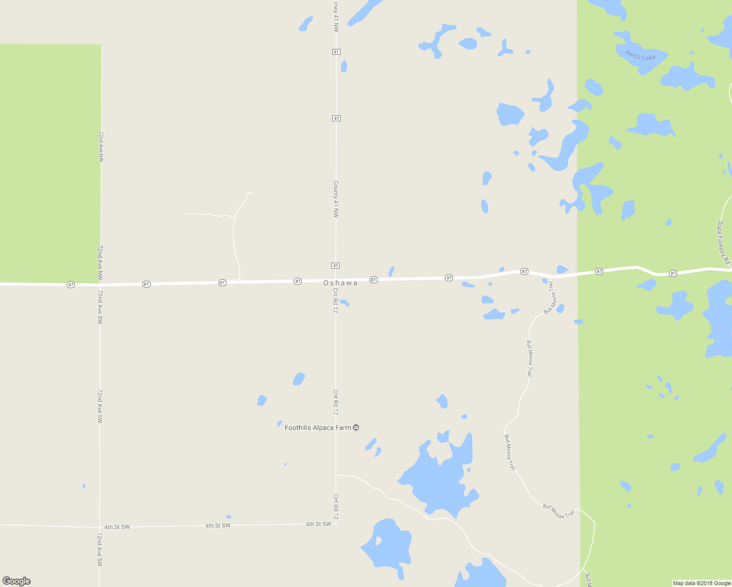 map of restaurants, bars, coffee shops, grocery stores, and more near 6775 Minnesota 87 in Backus