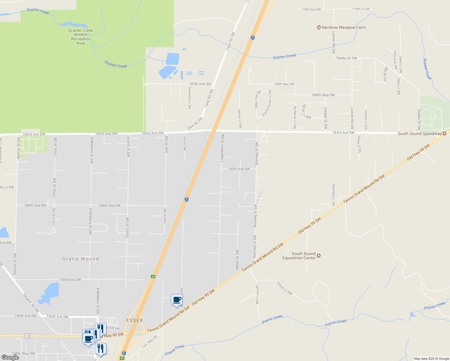 map of restaurants, bars, coffee shops, grocery stores, and more near 18612 Loganberry Street Southwest in Rochester