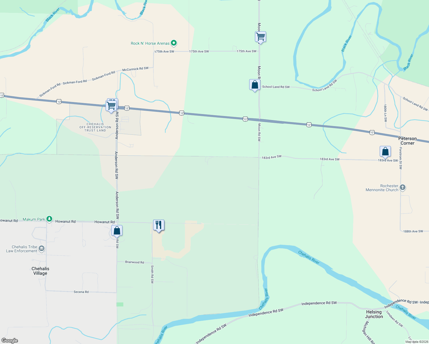 map of restaurants, bars, coffee shops, grocery stores, and more near 12627 183rd Avenue Southwest in Rochester