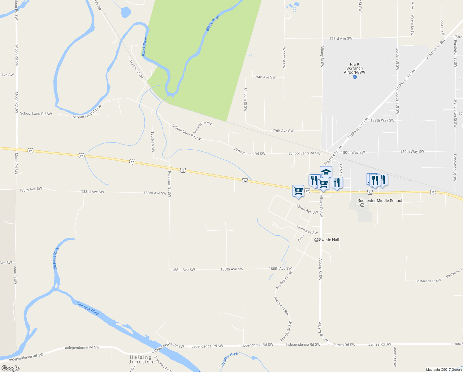 map of restaurants, bars, coffee shops, grocery stores, and more near 10745 U.S. 12 in Rochester