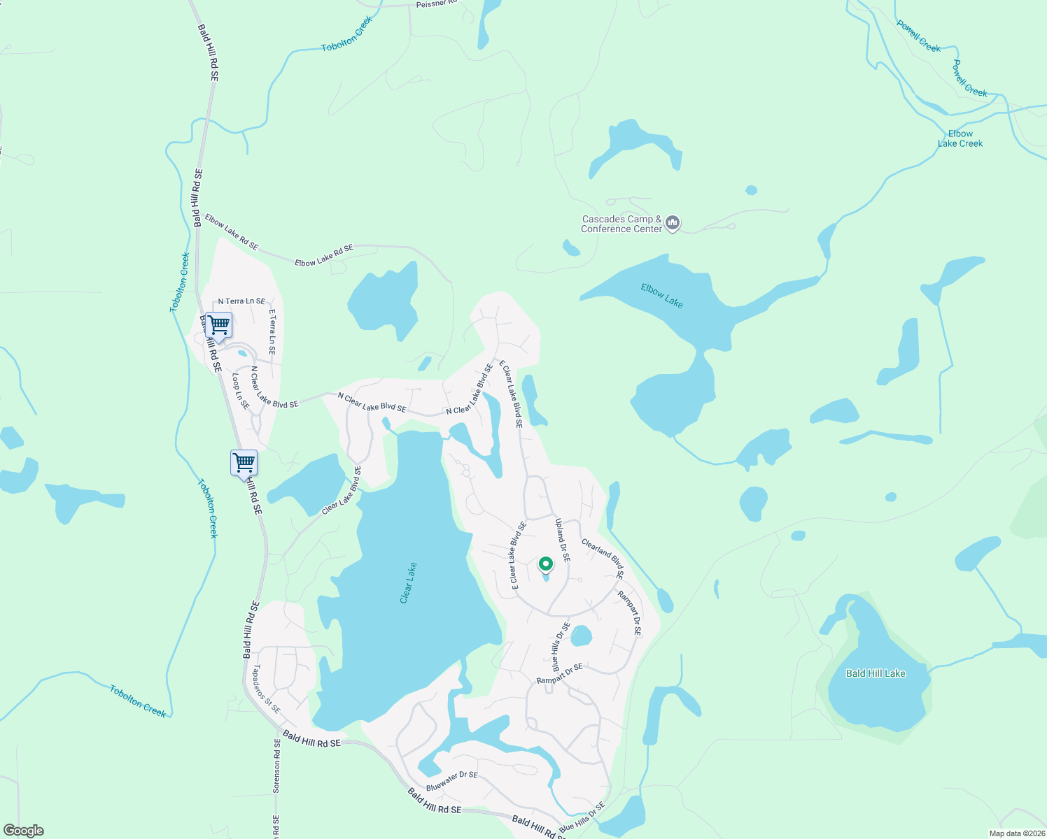 map of restaurants, bars, coffee shops, grocery stores, and more near 17612 East Clear Lake Boulevard Southeast in Yelm
