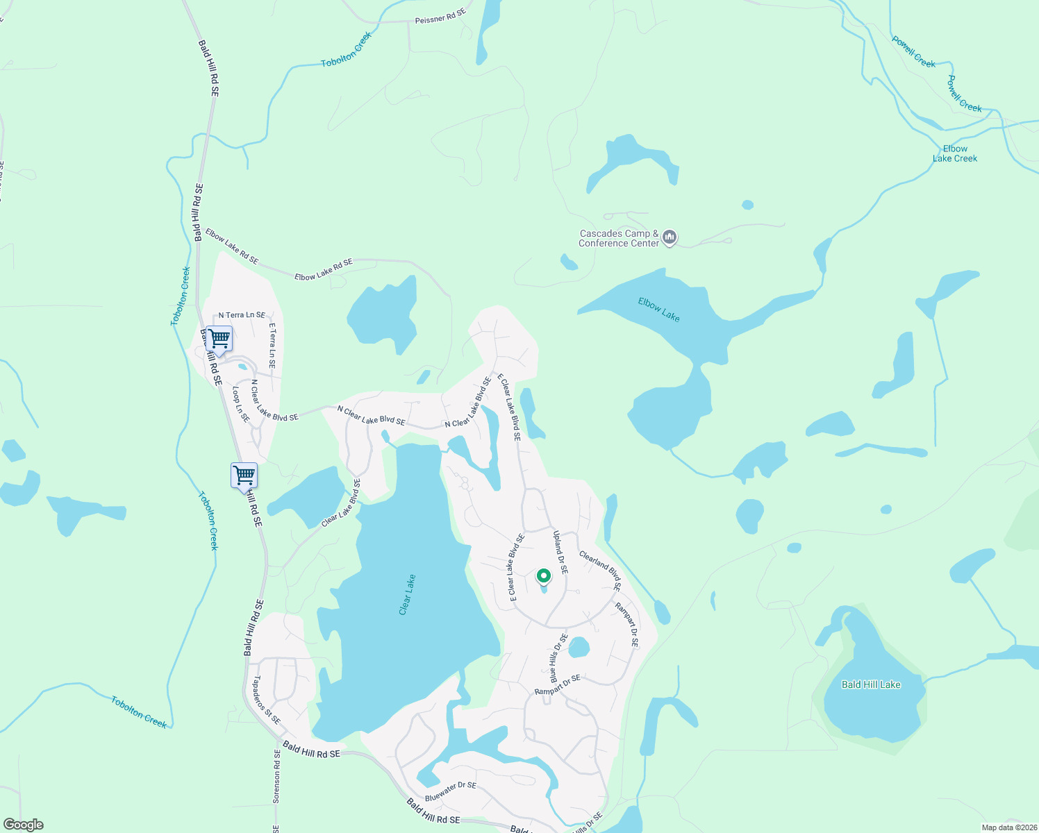 map of restaurants, bars, coffee shops, grocery stores, and more near 17612 East Clear Lake Boulevard Southeast in Yelm