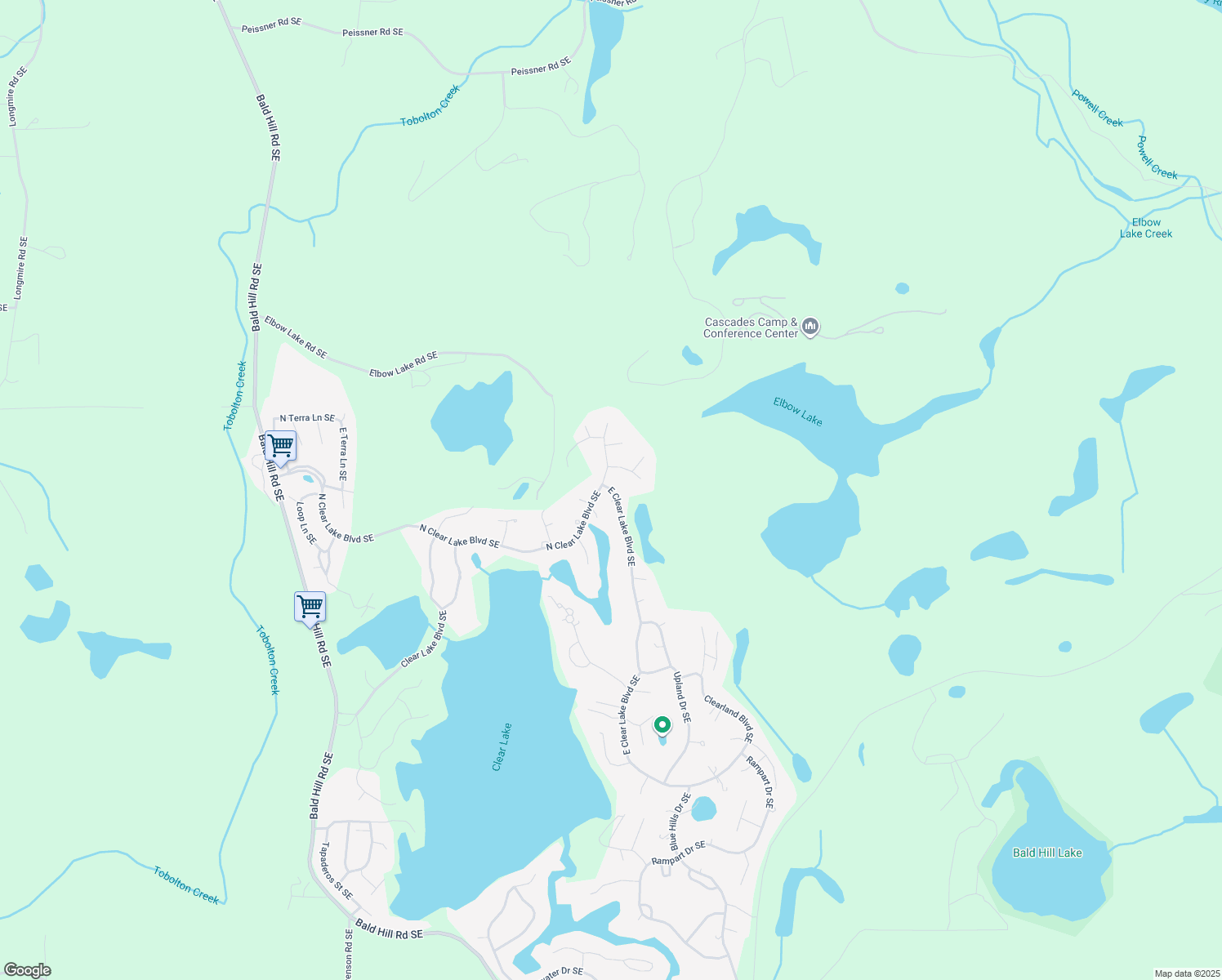 map of restaurants, bars, coffee shops, grocery stores, and more near 17515 East Clear Lake Boulevard Southeast in Yelm