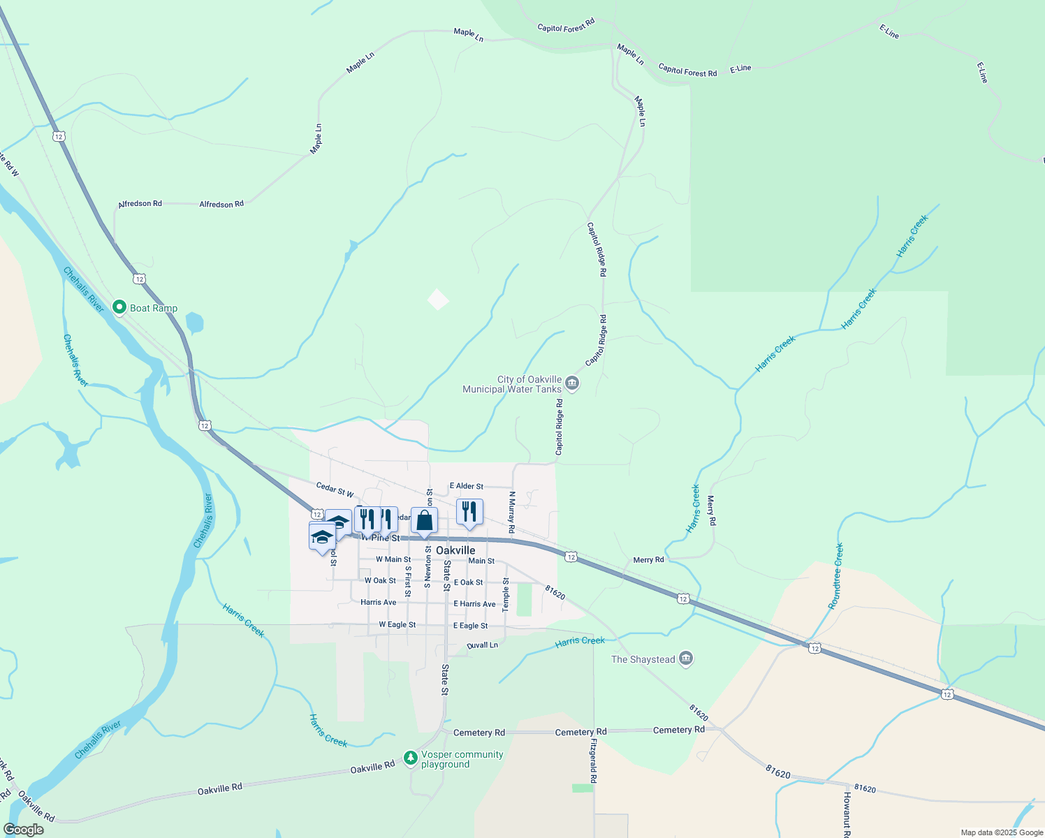 map of restaurants, bars, coffee shops, grocery stores, and more near 3 Capitol Ridge Rd in Oakville