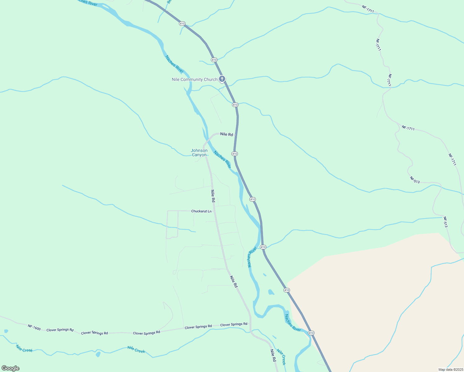 map of restaurants, bars, coffee shops, grocery stores, and more near 131 Deer Meadow Lane in Naches
