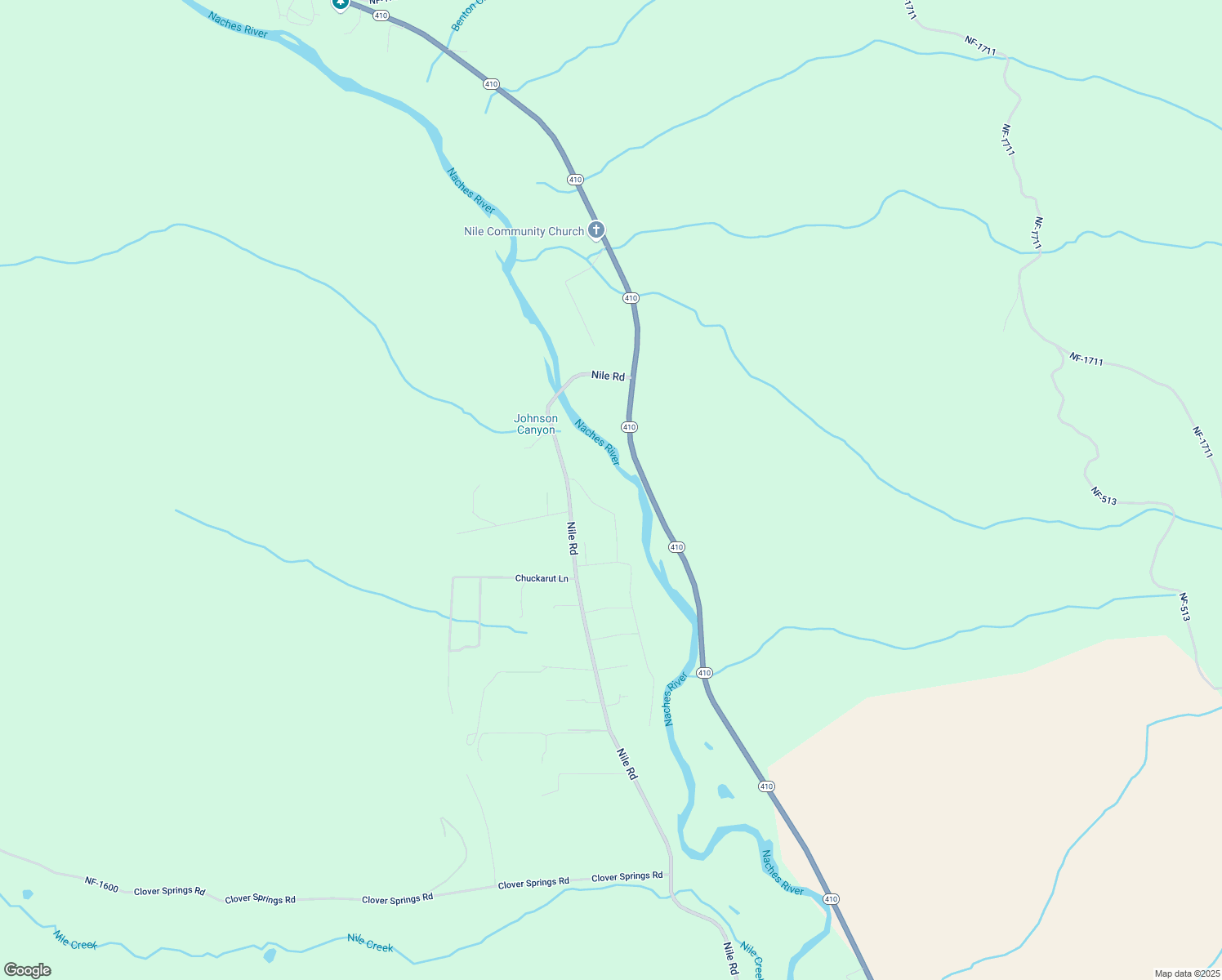 map of restaurants, bars, coffee shops, grocery stores, and more near 131 Deer Meadow Lane in Naches