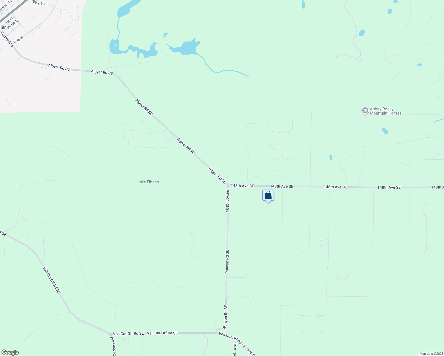 map of restaurants, bars, coffee shops, grocery stores, and more near 13447 Algyer Rd SE in Rainier