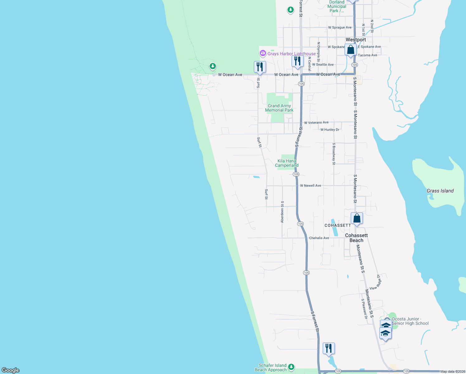 map of restaurants, bars, coffee shops, grocery stores, and more near 1101 Dune Crest Drive in Westport