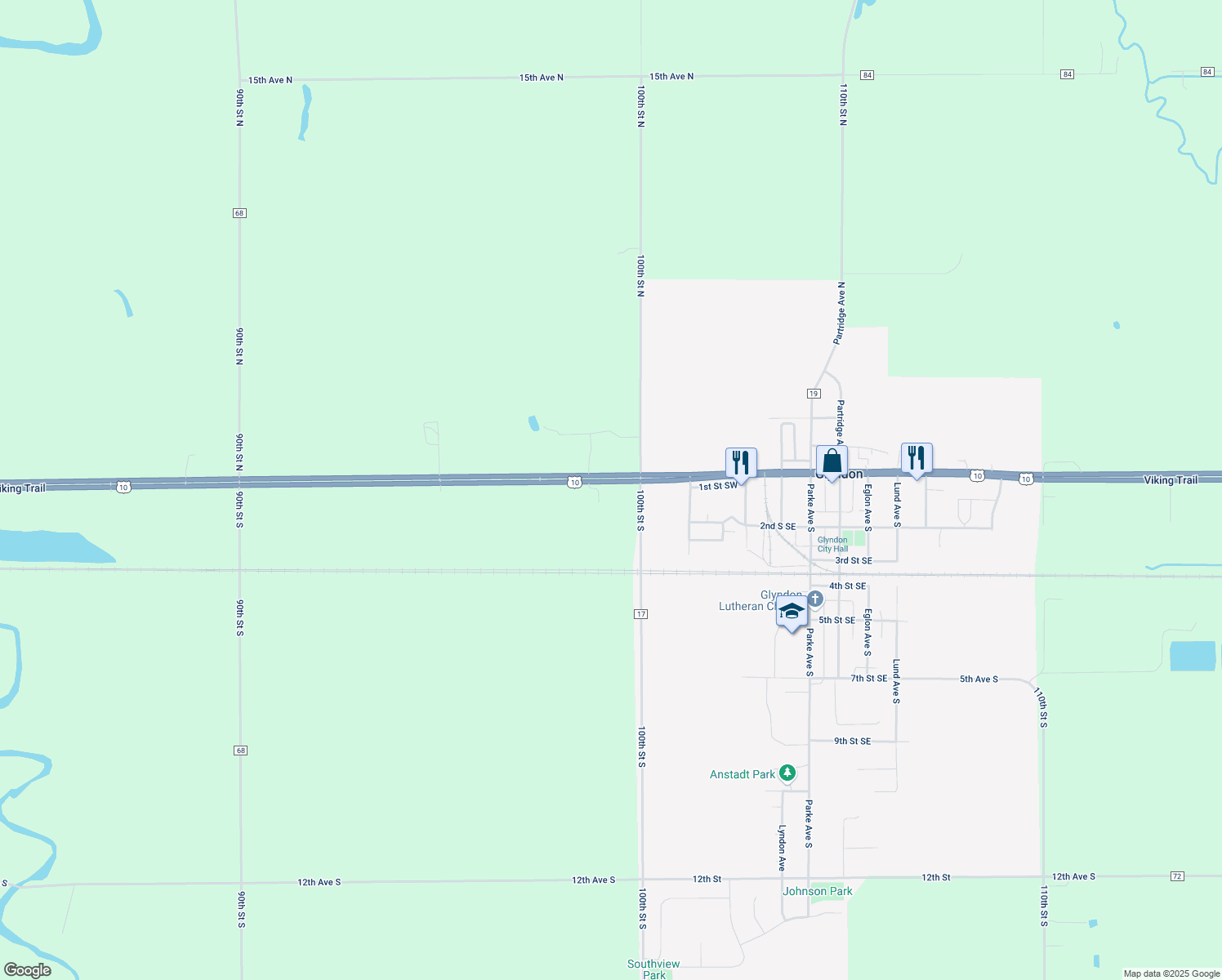 map of restaurants, bars, coffee shops, grocery stores, and more near 211 Po Box in Glyndon