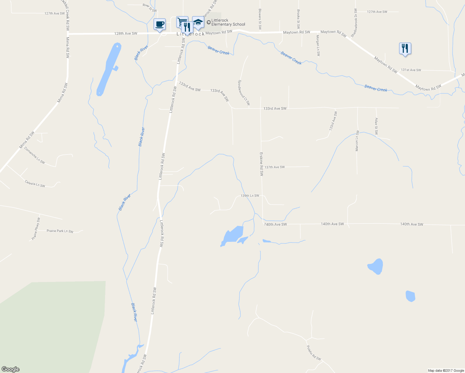 map of restaurants, bars, coffee shops, grocery stores, and more near 6110 139th Court Southwest in Rochester