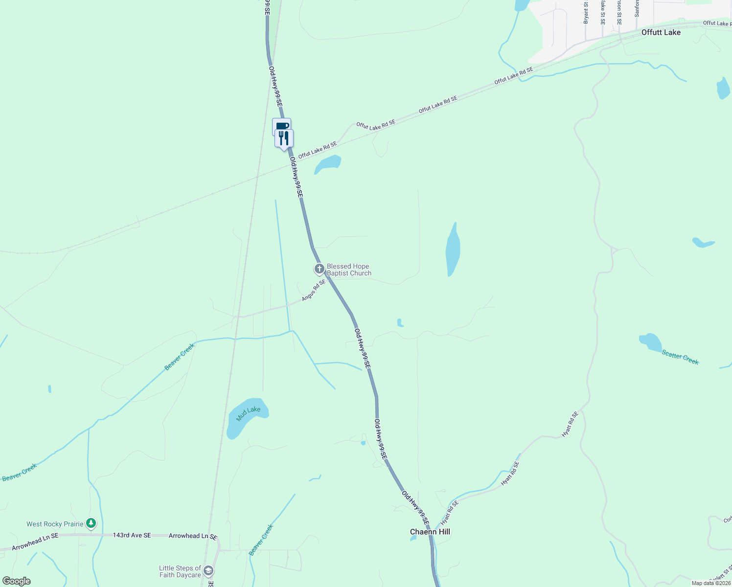 map of restaurants, bars, coffee shops, grocery stores, and more near 13141 Campbell Lane Southeast in Tenino