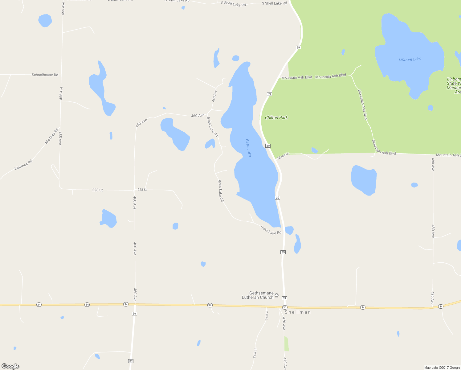 map of restaurants, bars, coffee shops, grocery stores, and more near 22695 Bass Lake Road in Osage