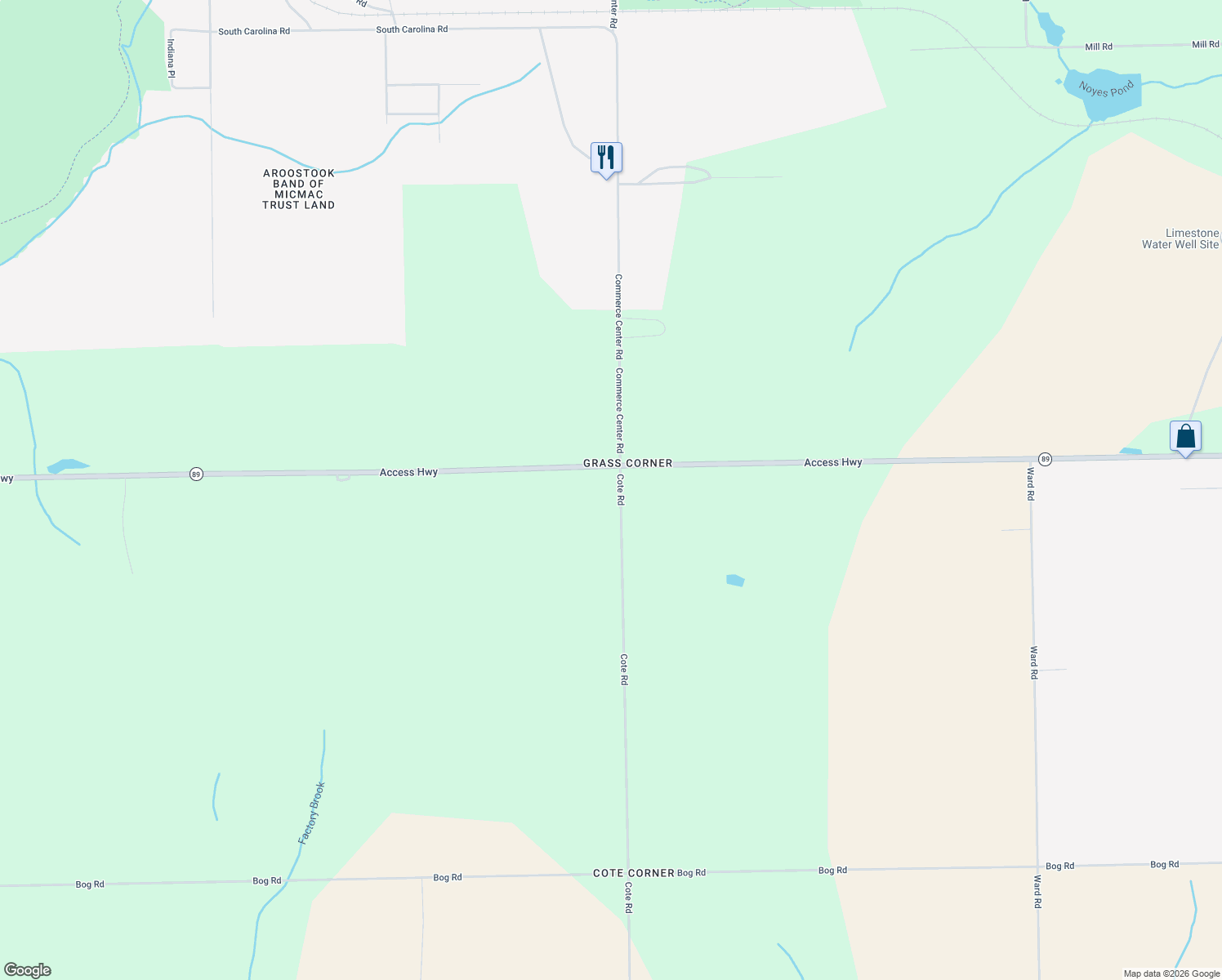 map of restaurants, bars, coffee shops, grocery stores, and more near 13 Cote Road in Limestone
