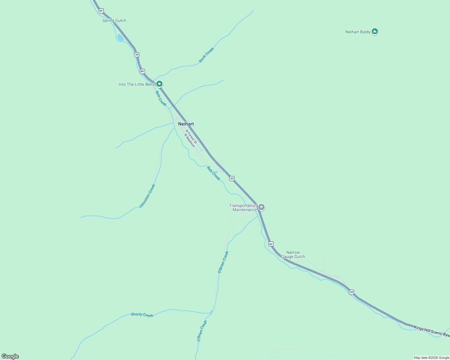 map of restaurants, bars, coffee shops, grocery stores, and more near 324 S Main St in Neihart