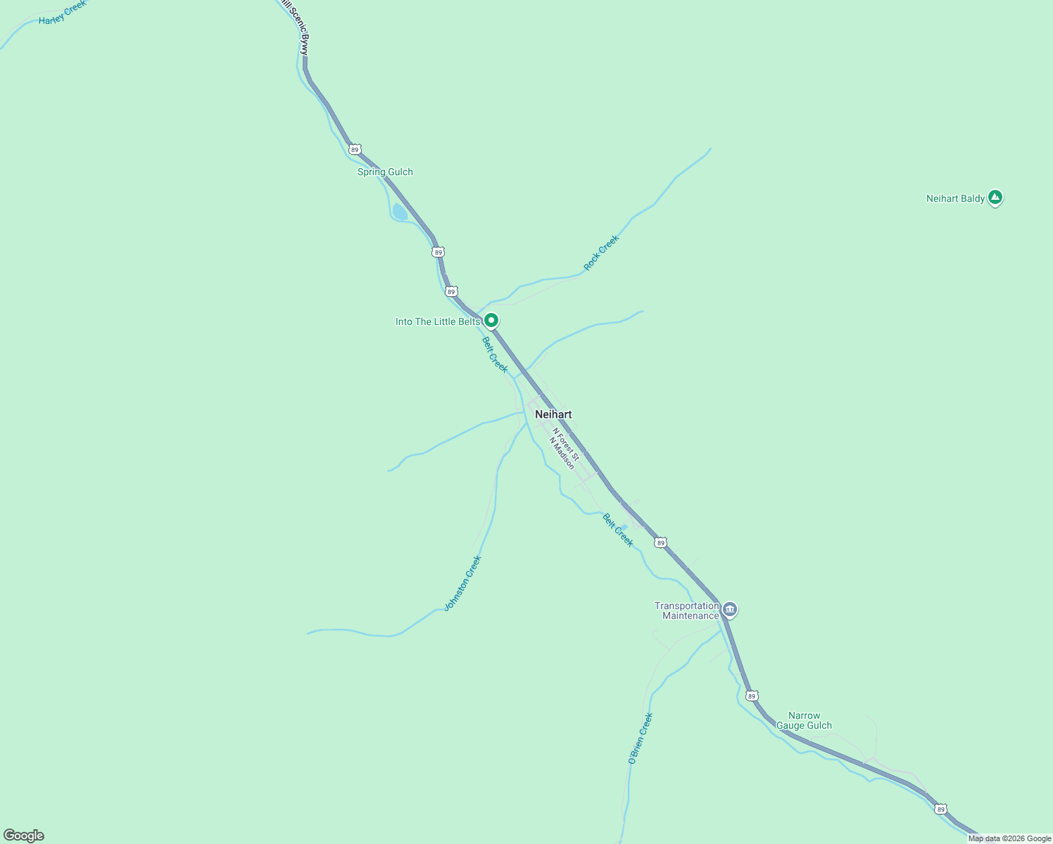 map of restaurants, bars, coffee shops, grocery stores, and more near 4 Johnston St in Neihart