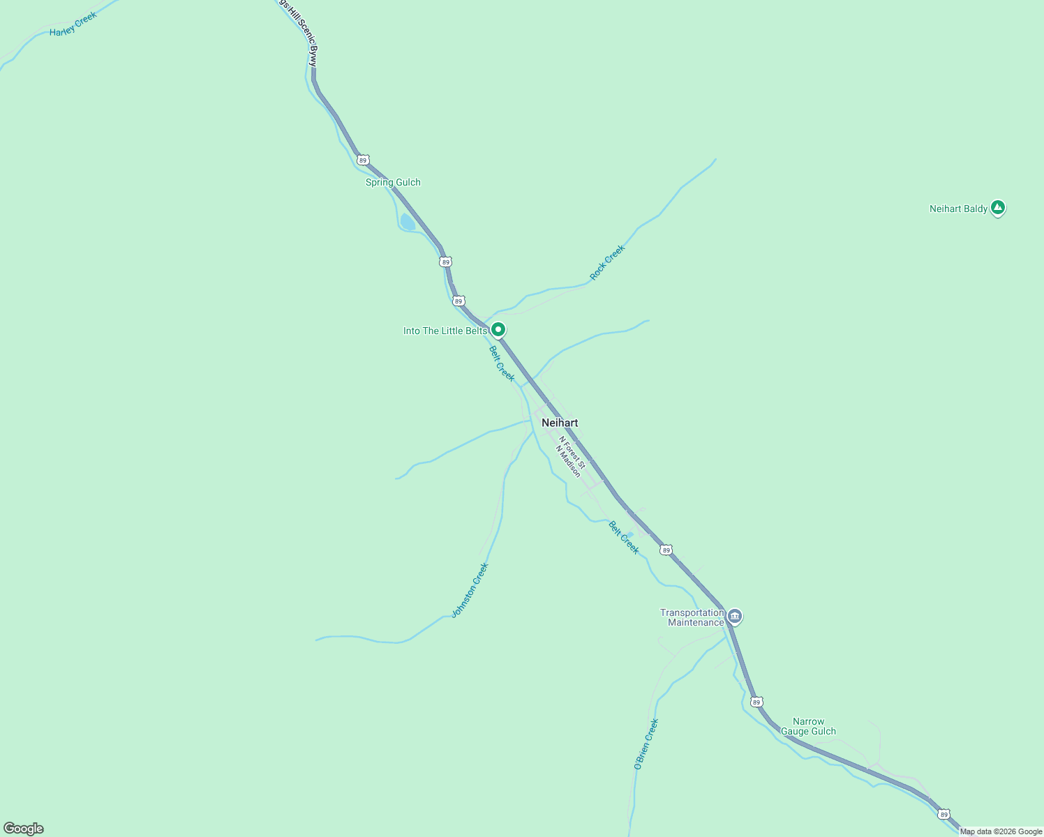 map of restaurants, bars, coffee shops, grocery stores, and more near 4 Johnston St in Neihart