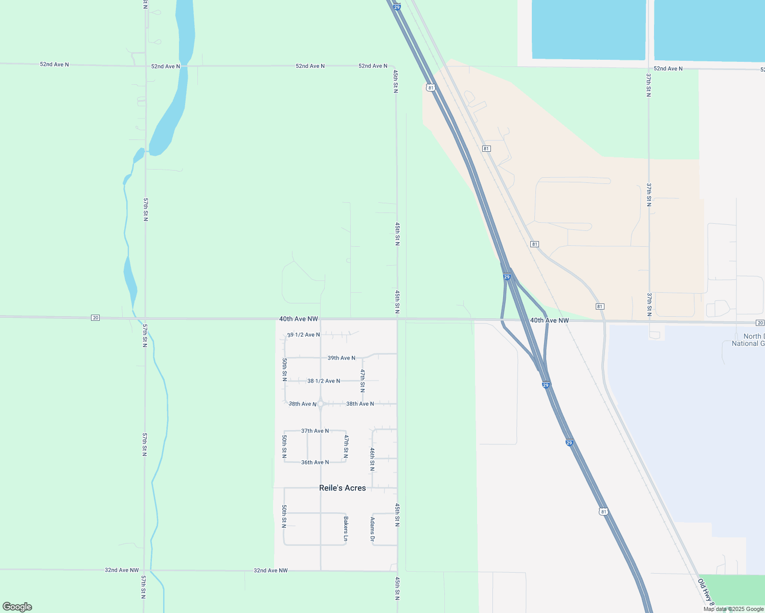 map of restaurants, bars, coffee shops, grocery stores, and more near 4006 45th Street North in Fargo